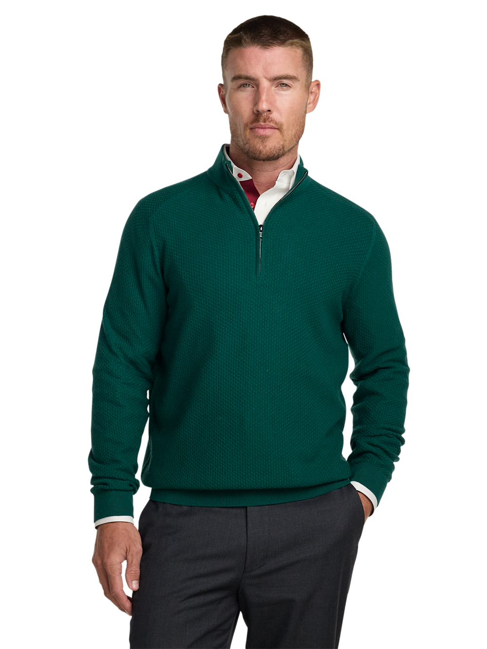 Alternate Image of Silk Cotton Cashmere Quarter Zip Mock Neck Sweater-1