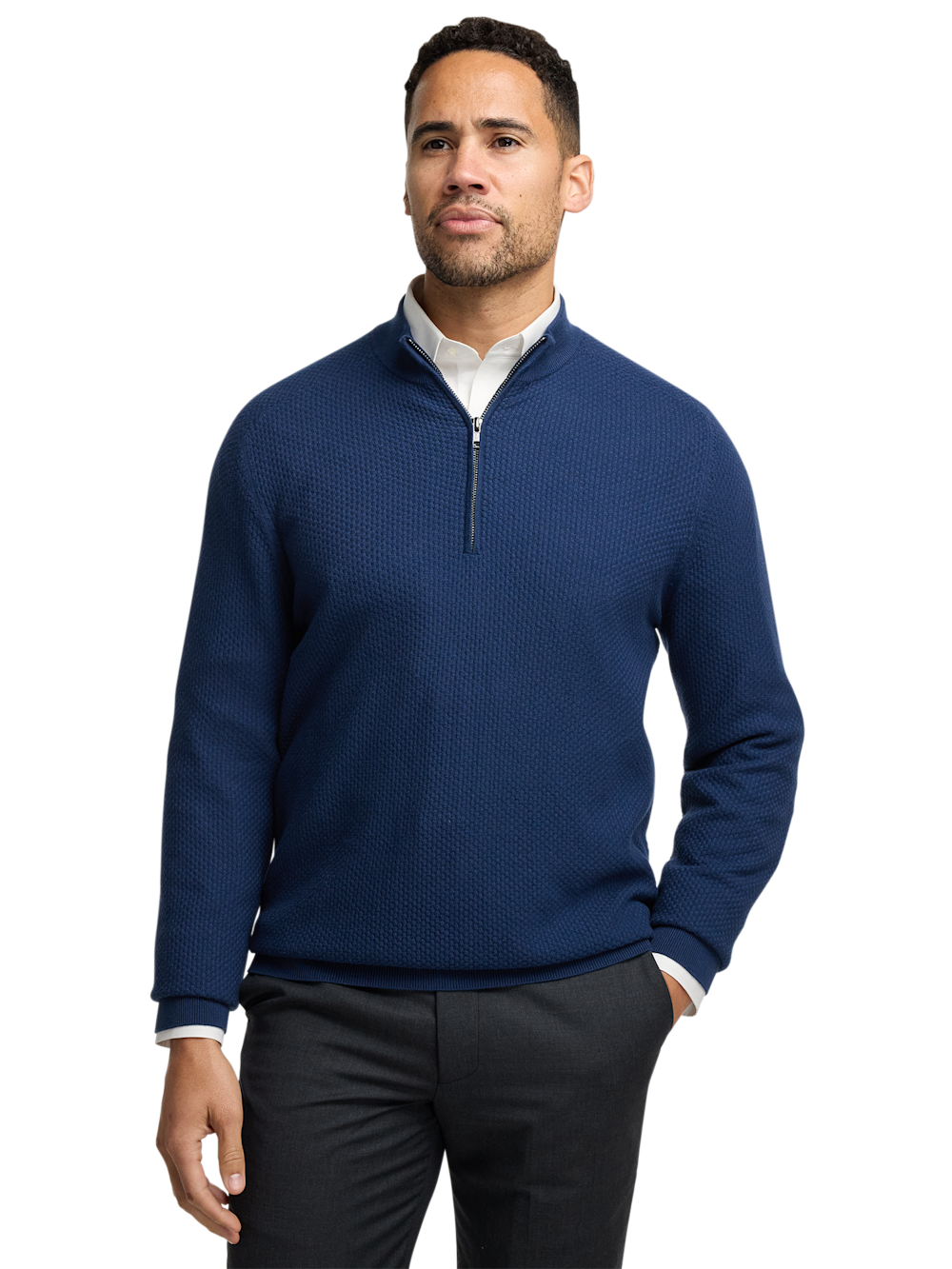 Alternate Image of Silk Cotton Cashmere Quarter Zip Mock Neck Sweater-1