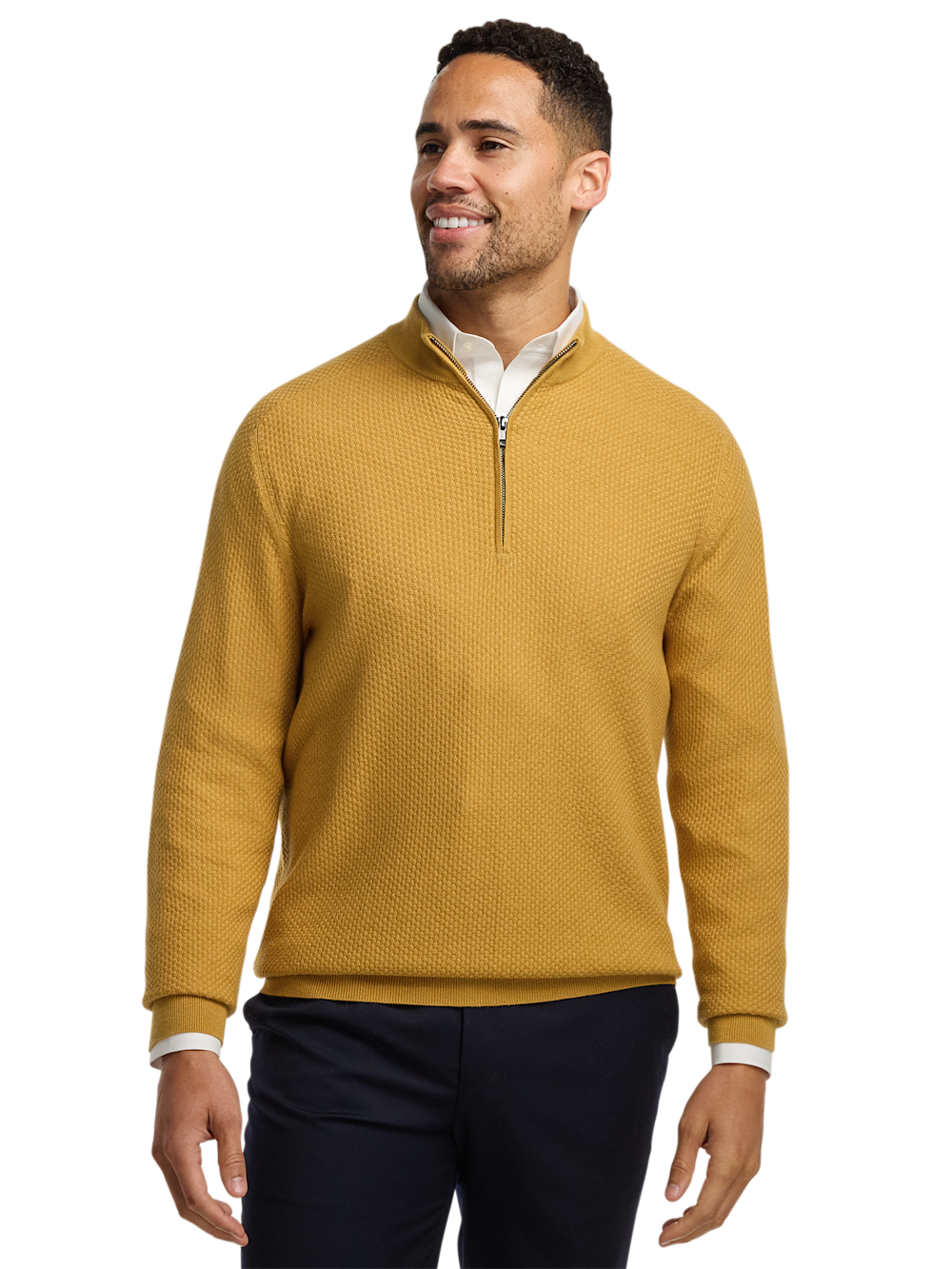 Alternate Image of Silk Cotton Cashmere Quarter Zip Mock Neck Sweater-1