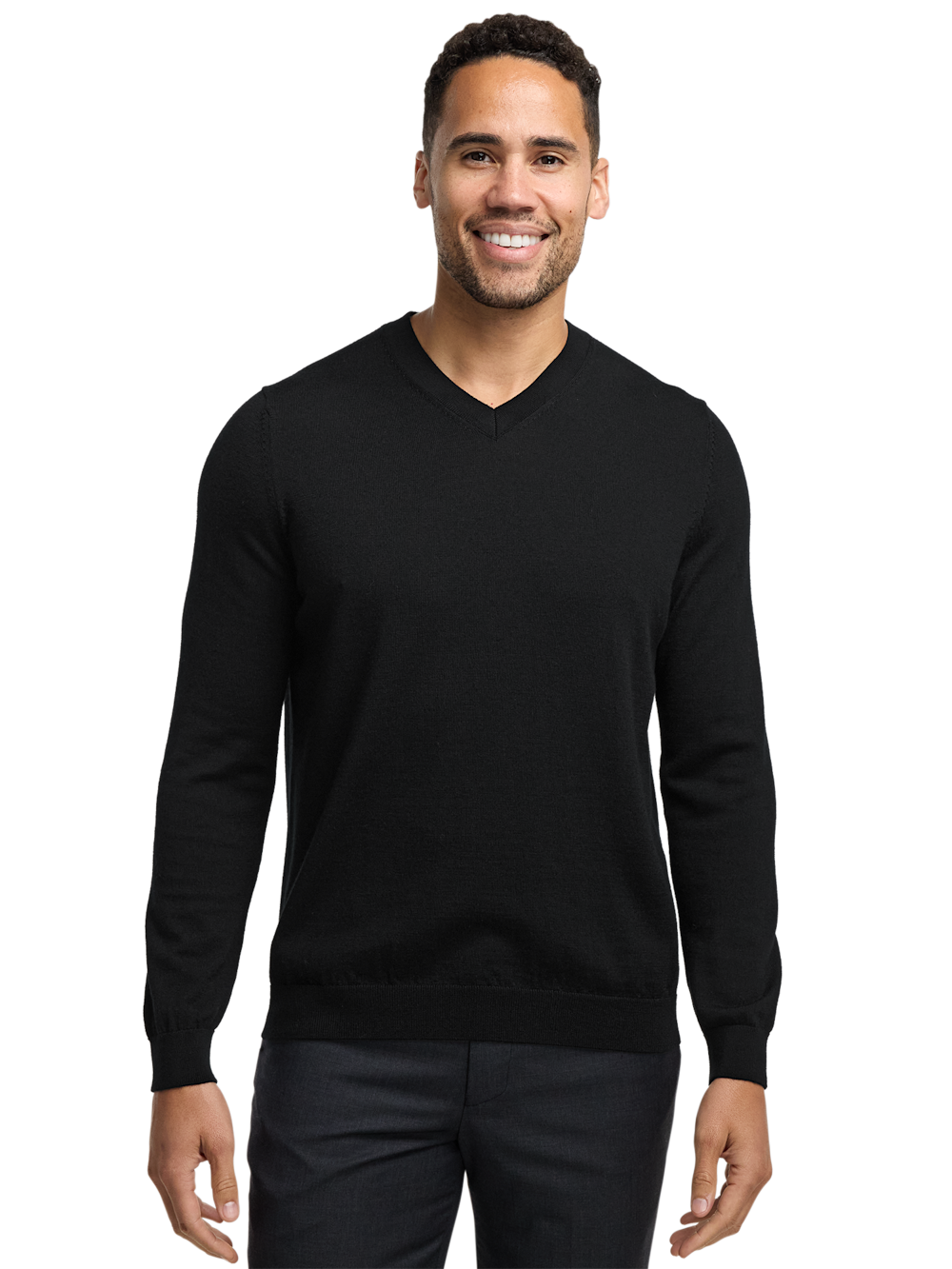 Alternate Image of Washable Merino Wool V-neck Sweater-1