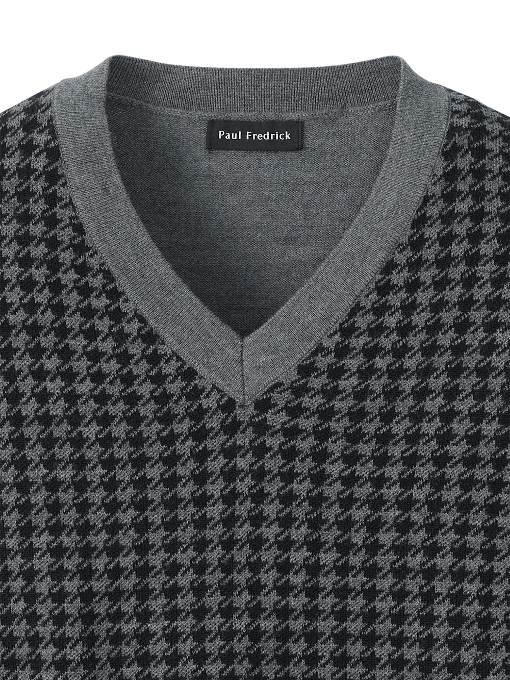 Alternate Image of Washable Merino Wool Houndstooth V-neck Sweater-5