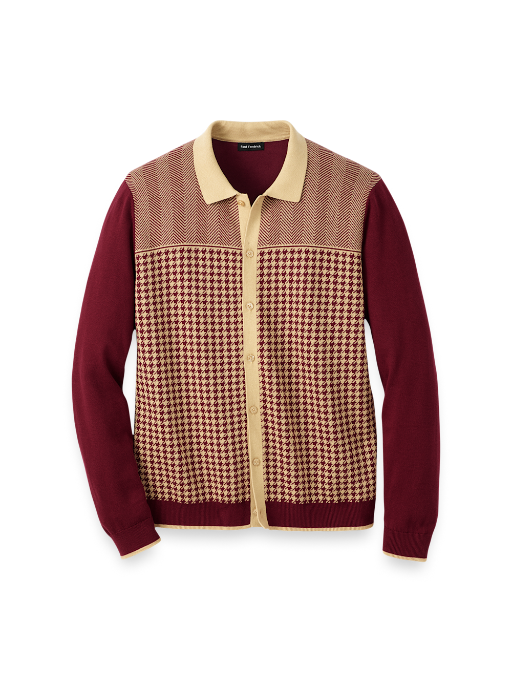 Product Image of Cotton Button Front Polo-Burgundy
