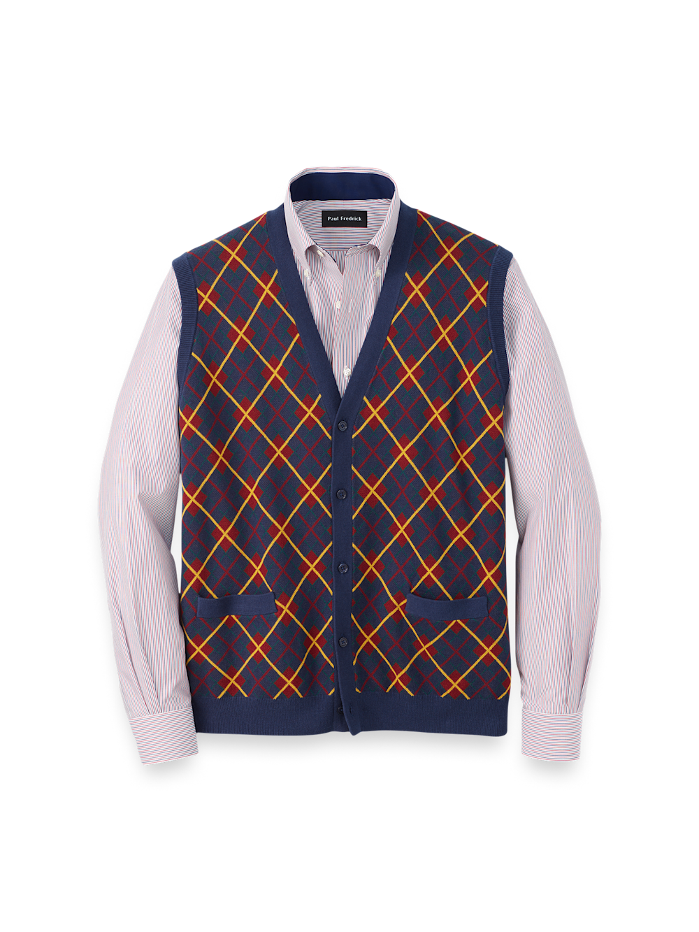 Product Image of Cotton Button Front V-neck Cardigan Vest-Multi