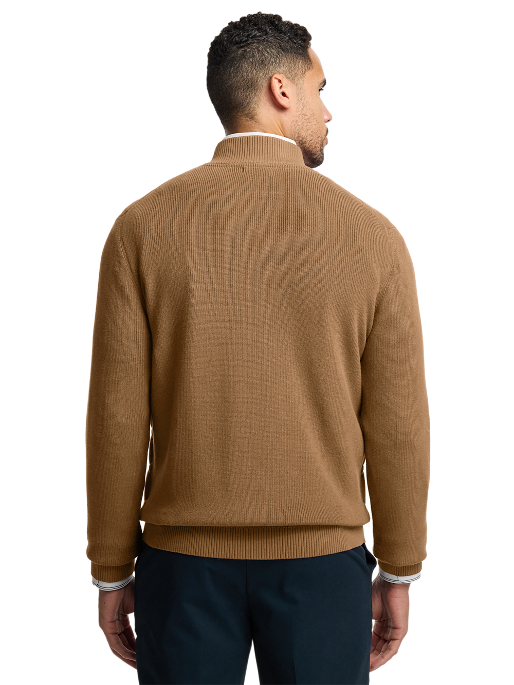 Alternate Image of Cotton Full Zip Mock Neck Sweater Jacket-4