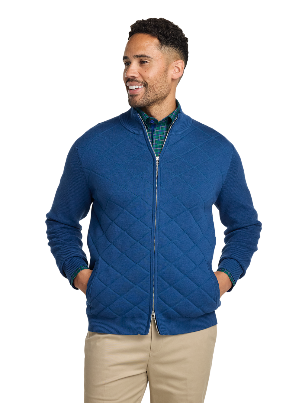 Alternate Image of Cotton Full Zip Mock Neck Sweater Jacket-1