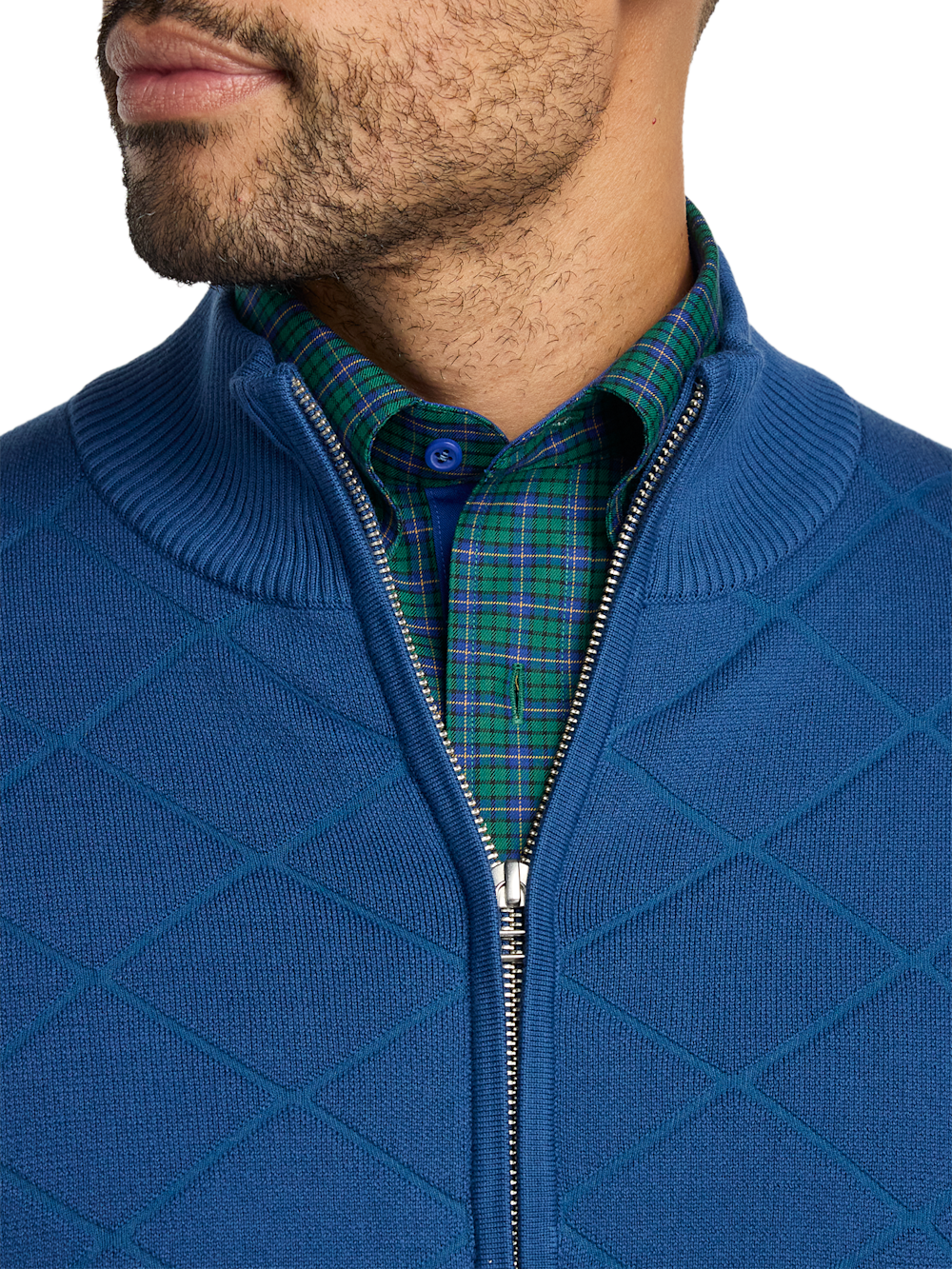 Alternate Image of Cotton Full Zip Mock Neck Sweater Jacket-2