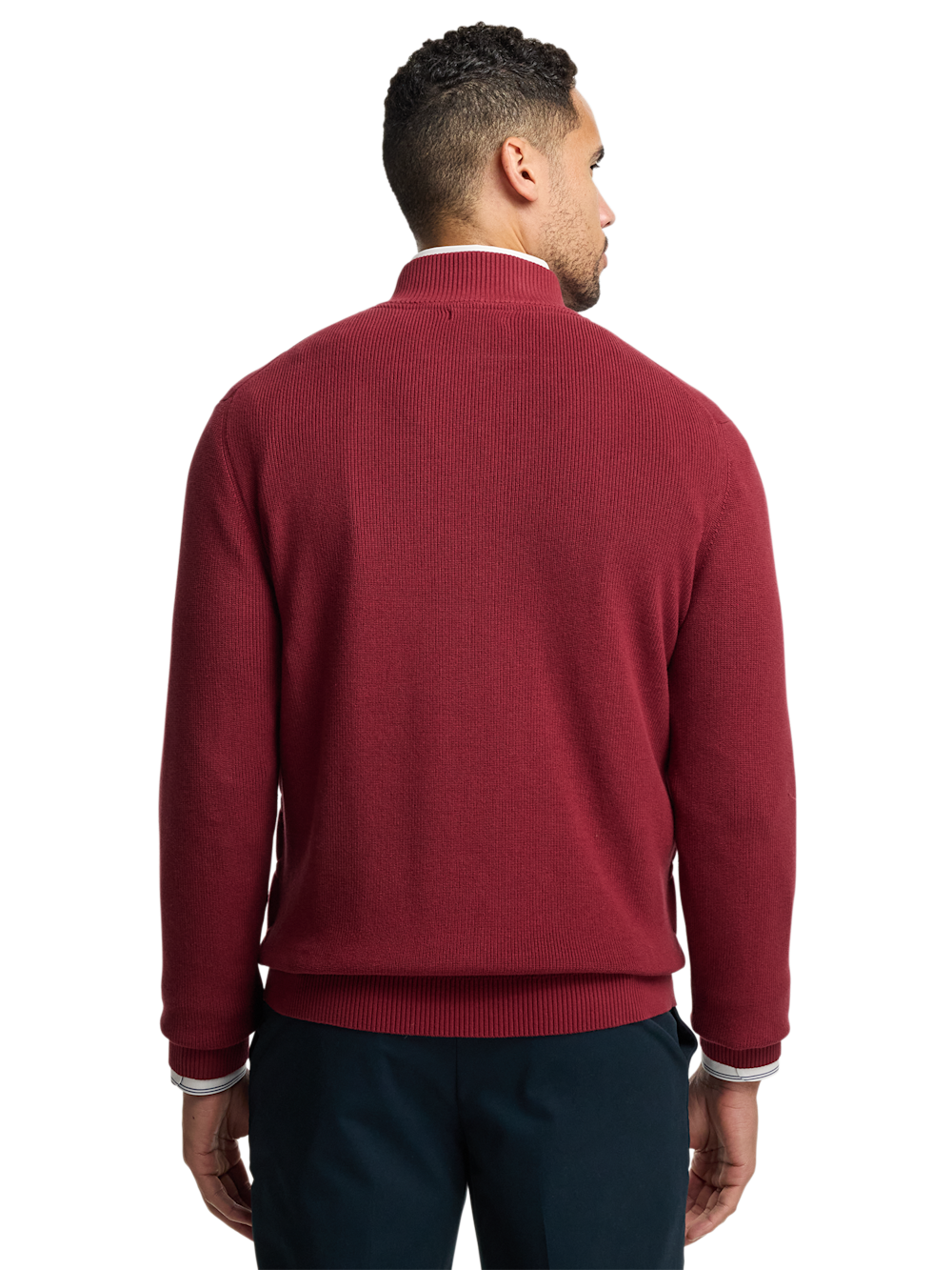 Alternate Image of Cotton Full Zip Mock Neck Sweater Jacket-4