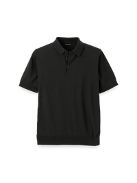 Supima Cotton Three Button Polo - Black