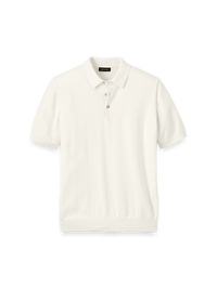 Supima Cotton Three Button Polo - Off White