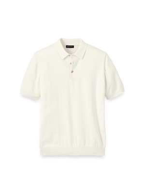 Supima Cotton Three Button Polo - Off White