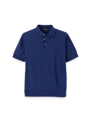Supima Cotton Three Button Polo - Navy