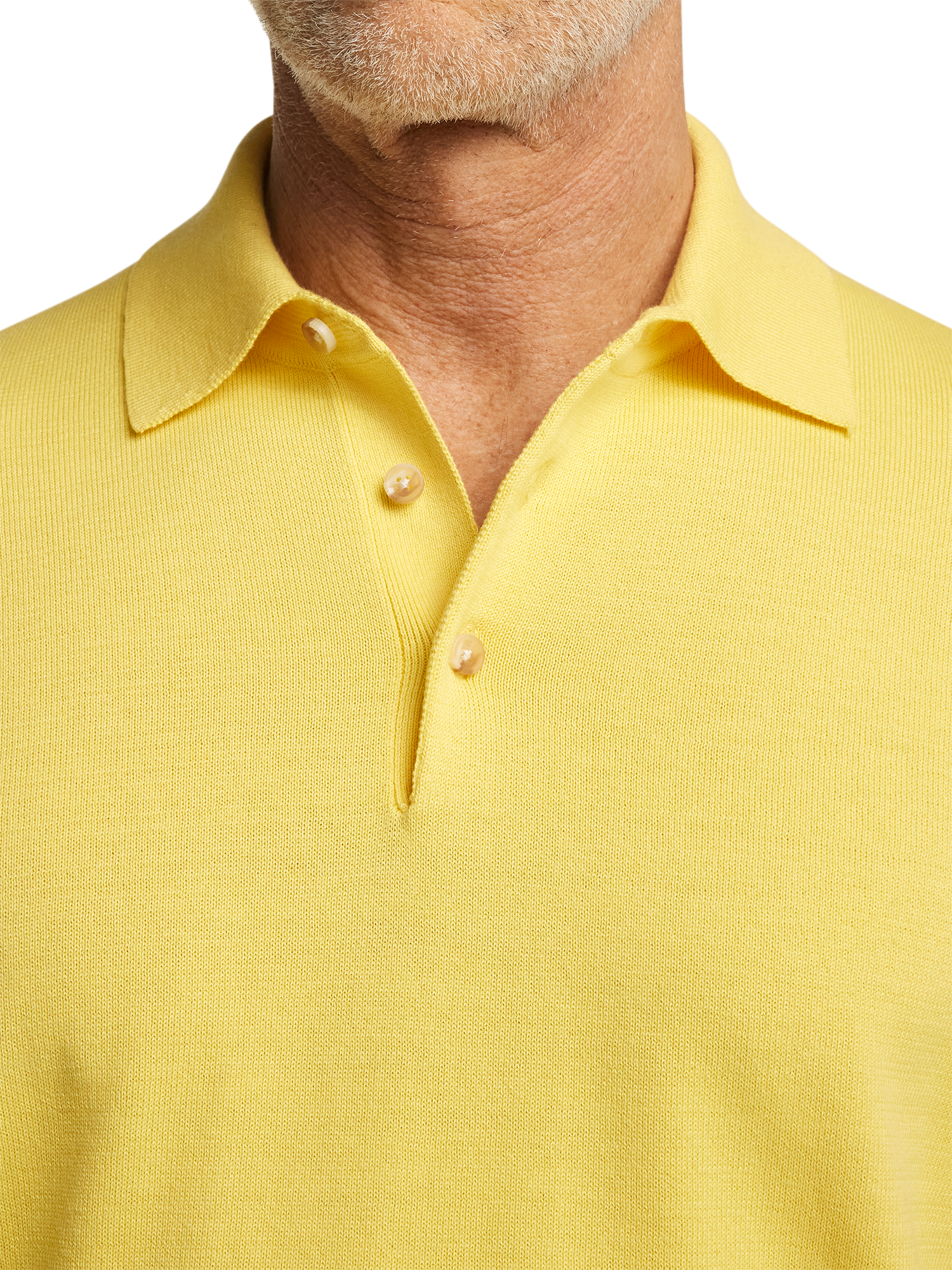 Supima Cotton Three Button Polo - Light Yellow