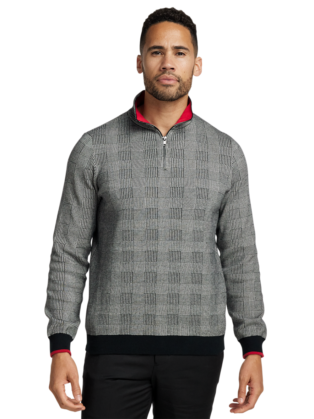 Alternate Image of Cotton Quarter Zip Mock Neck Sweater-1