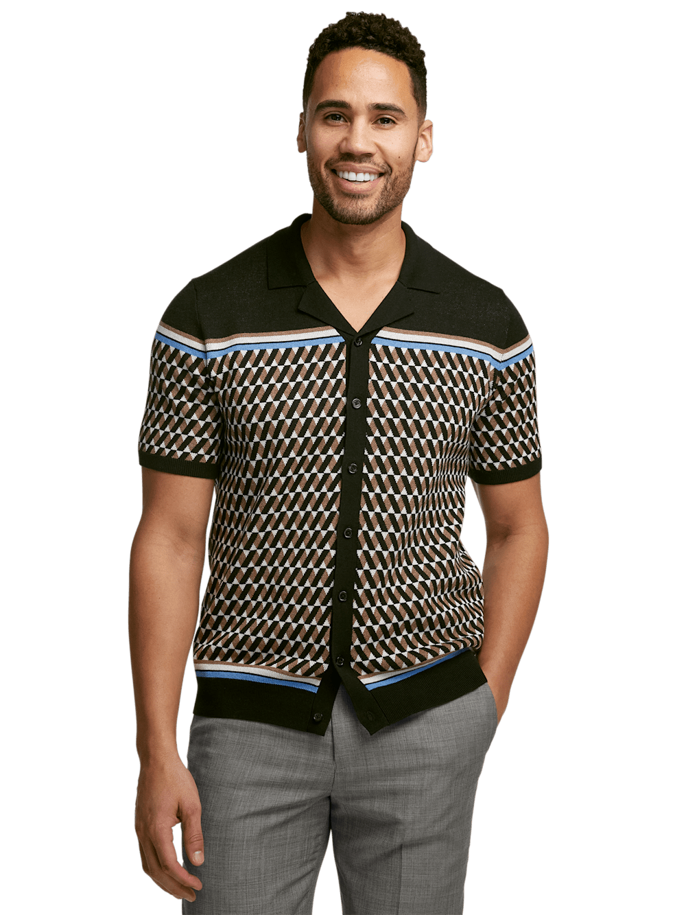 Alternate Image of Cotton Button Front Camp Collar Sweater-1