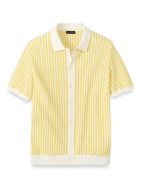 Cotton Button Front Polo - Yellow