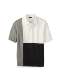 Cotton Three Button Polo - Black/white