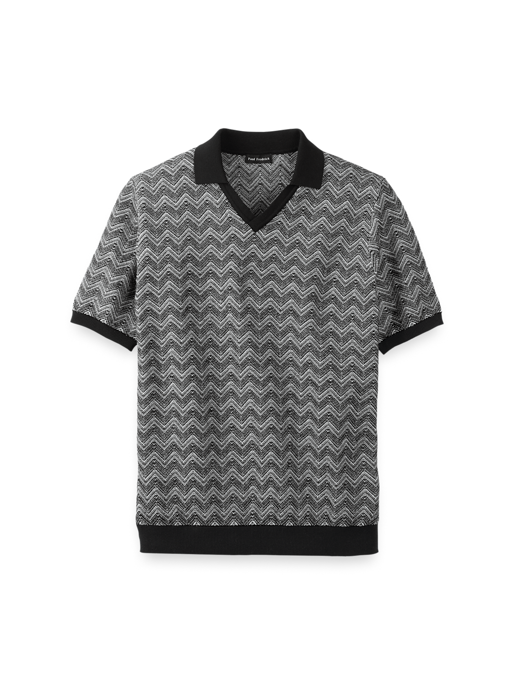 Product Image of Cotton V-neck Polo-Black