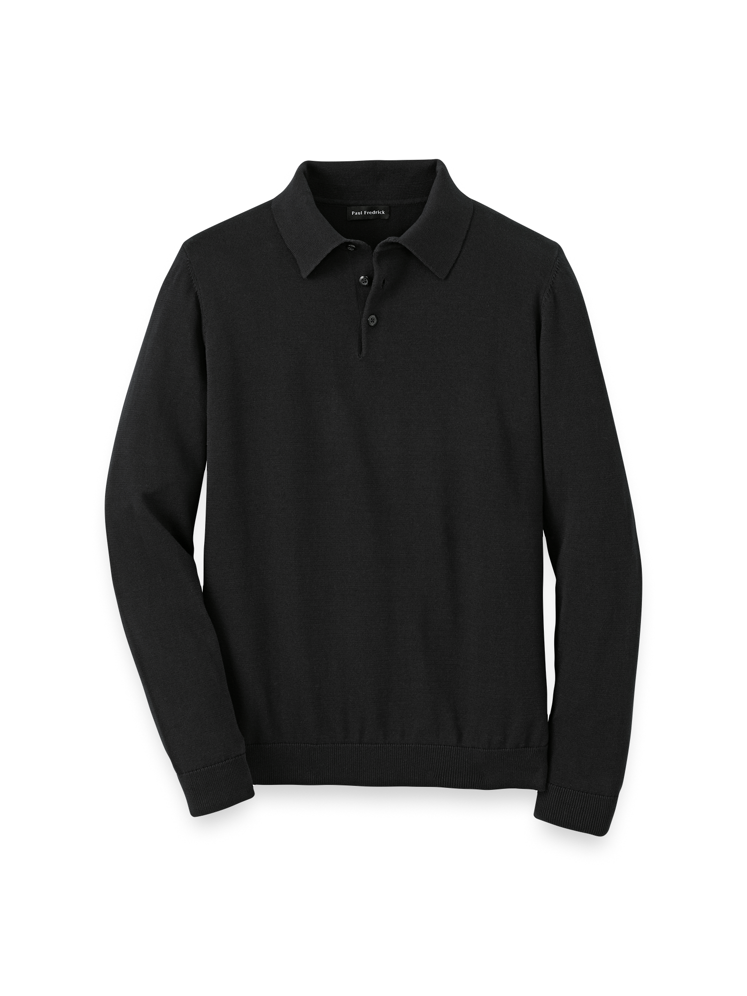 Supima Cotton Three Button Polo - Black