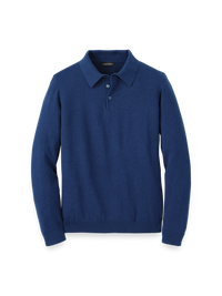 Supima Cotton Three Button Polo - Dark Blue
