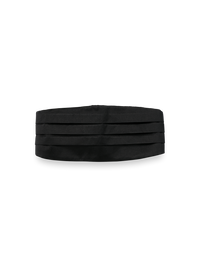 Solid Woven Silk Cummerbund - Black