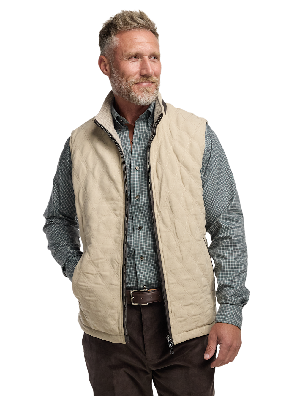 Alternate Image of Microsuede Check Reversible Vest-1