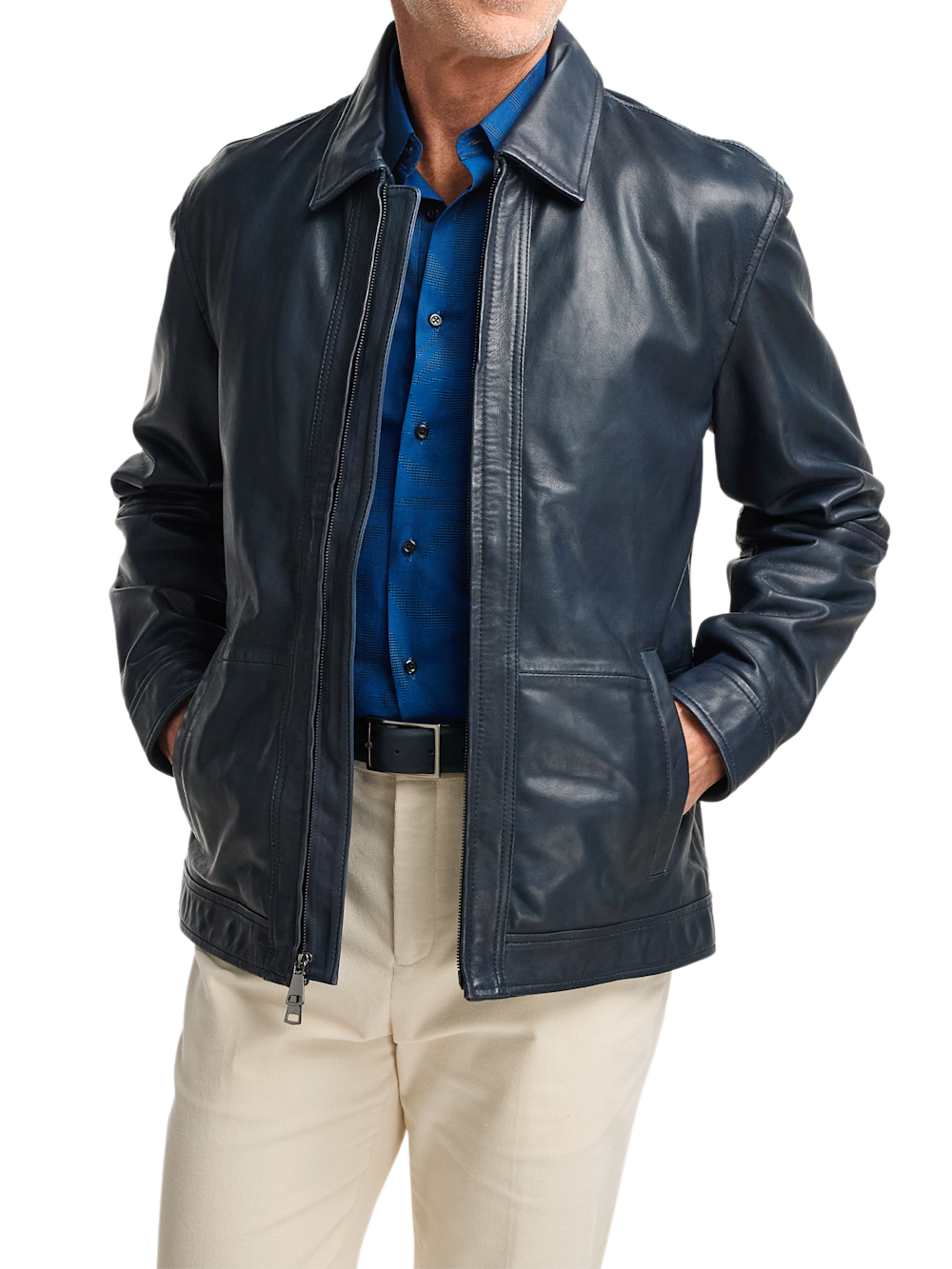 Alternate Image of Leather Bomber Jacket-1