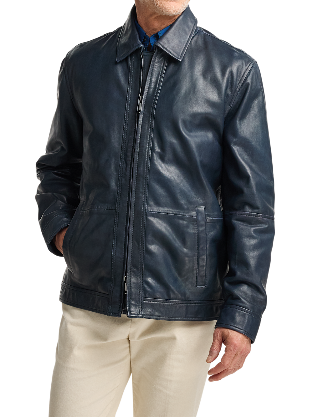 Alternate Image of Leather Bomber Jacket-2