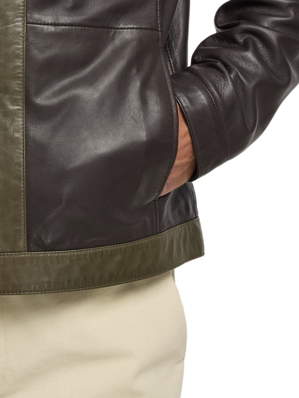 Alternate Image of Leather Color Block Jacket-5