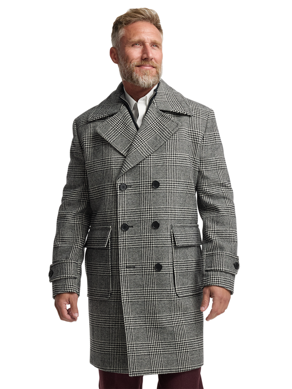 Alternate Image of Wool Blend Plaid Double Breasted Topcoat-1