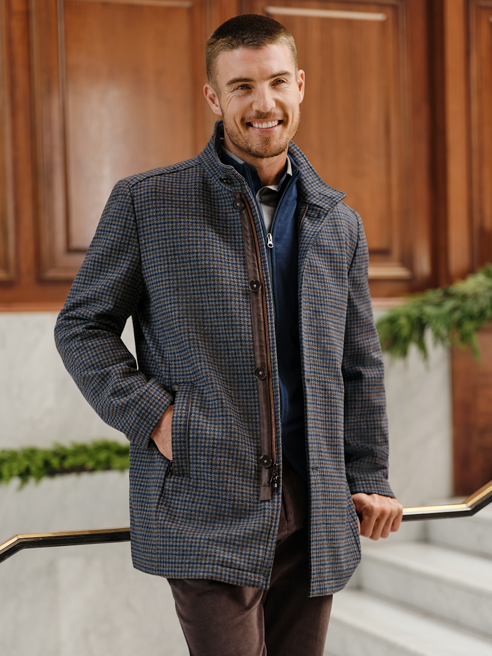 Alternate Image of Wool Blend Check Carcoat-7