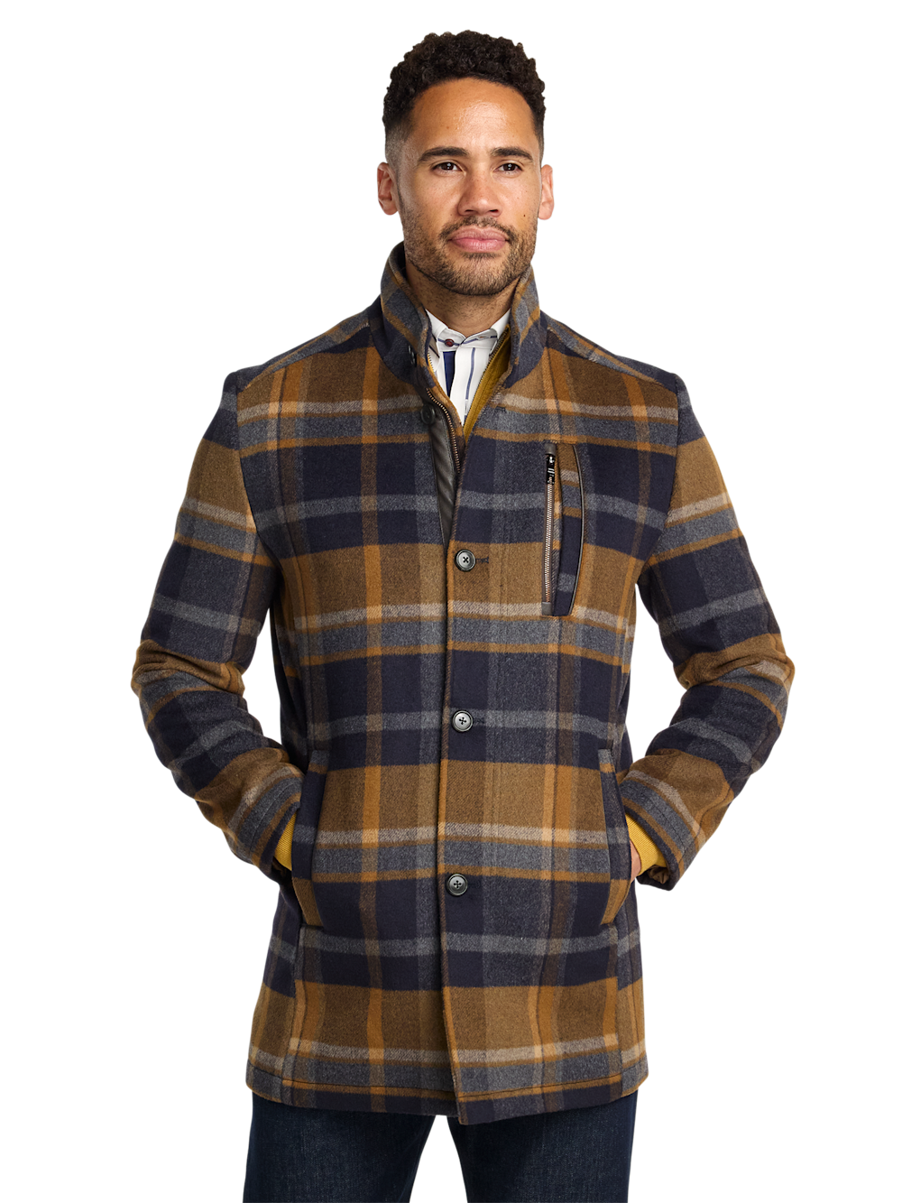 Alternate Image of Wool Blend Plaid Carcoat-1