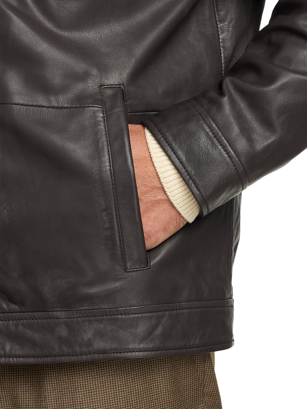 Alternate Image of Leather Bomber Shearling Jacket-5